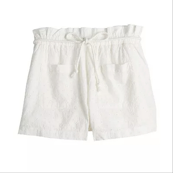 Lauren Conrad Cotton Eyelet Shorts with Belted Waist in White Size XL NWT - Picture 3 of 13